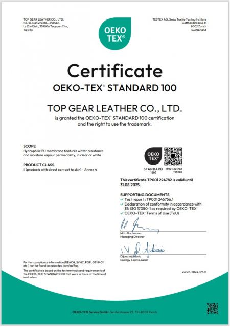 Sertifikat TOP GEAR_OEKO TEX